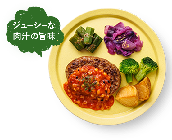 もち麦入りチリソースたっぷりハンバーグ