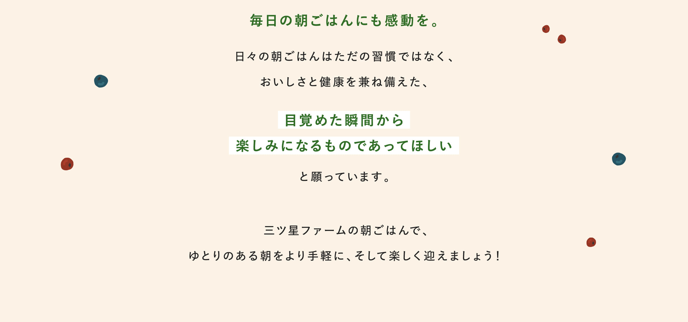 毎日の朝ごはんにも感動を。
