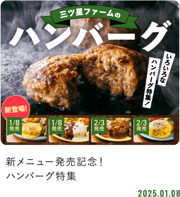 新メニュー発売記念！ハンバーグ特集