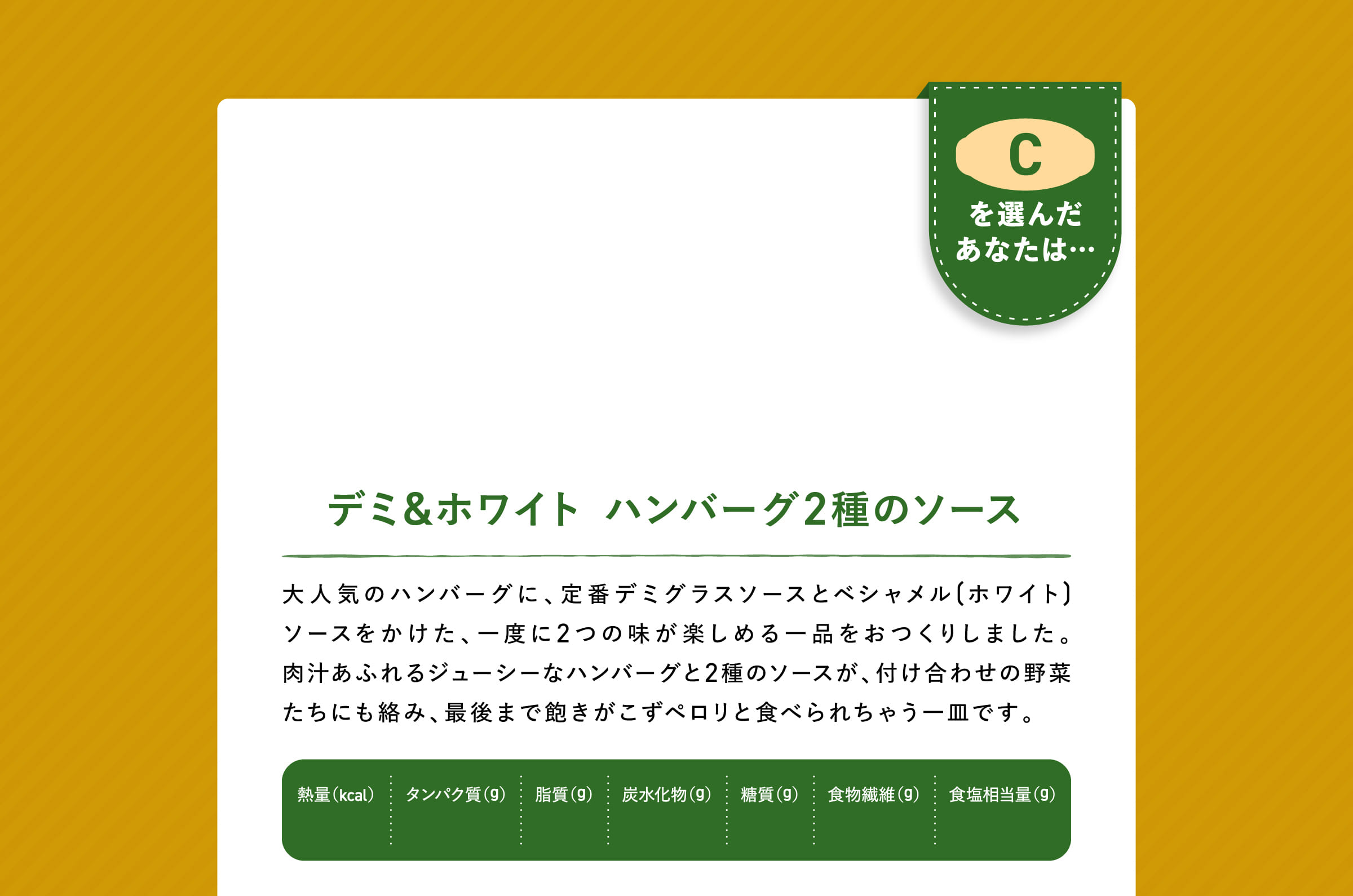 デミ&ホワイト ハンバーグ2種のソース
