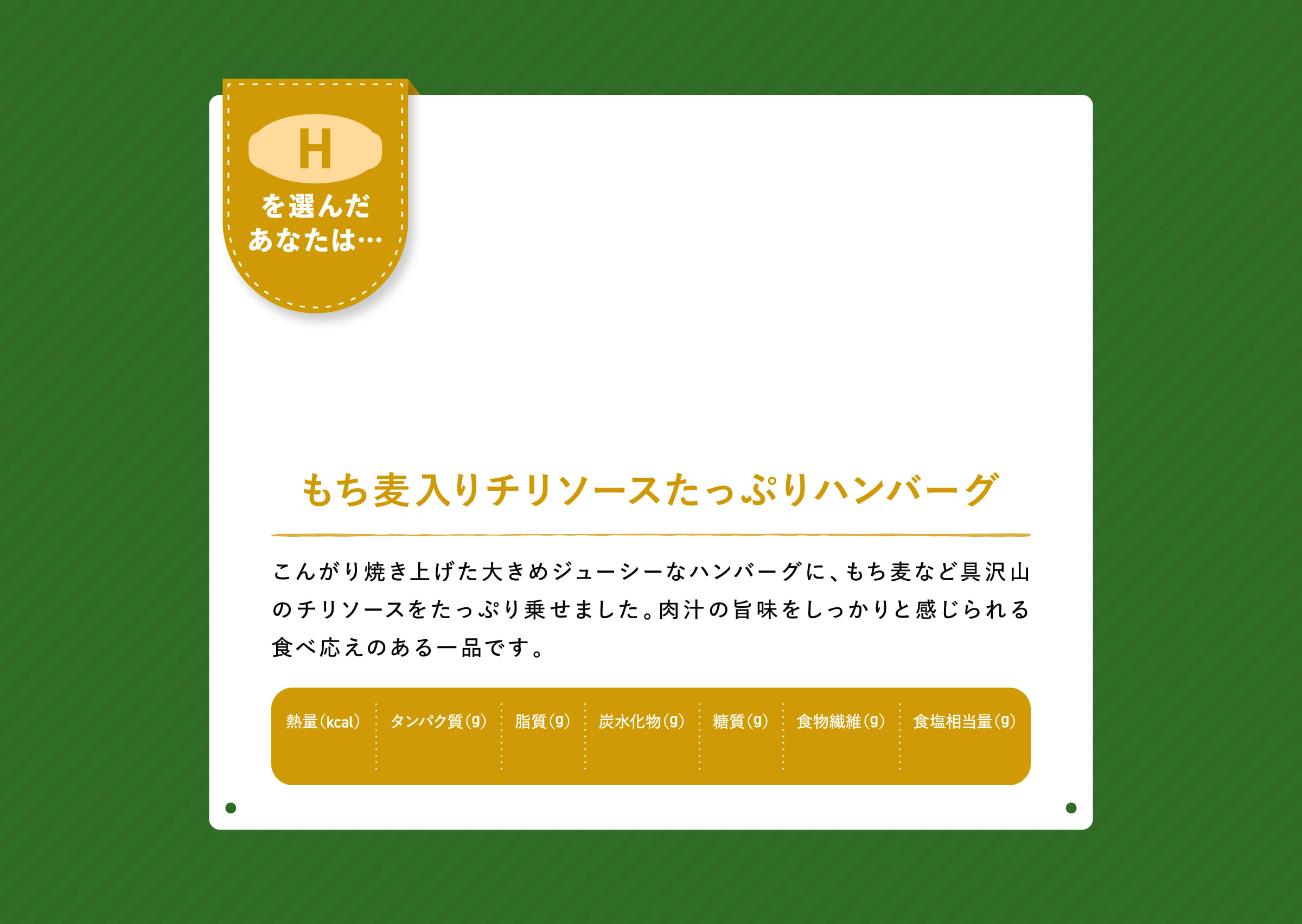 もち麦入りチリソースたっぷりハンバーグ