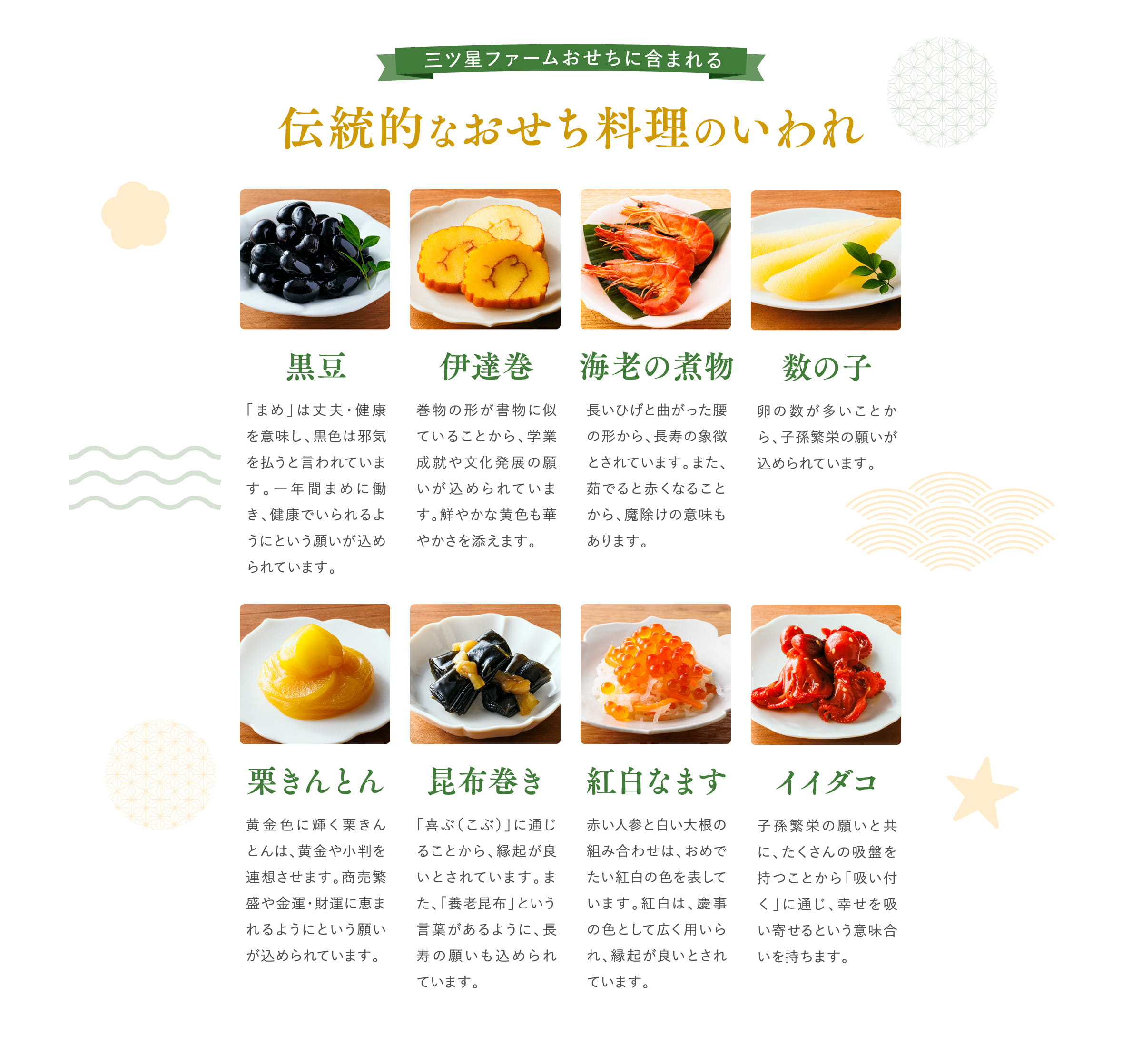 伝統的なおせち料理のいわれ